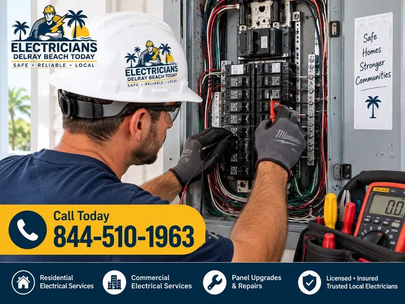 Electrician inspecting a residential electrical panel